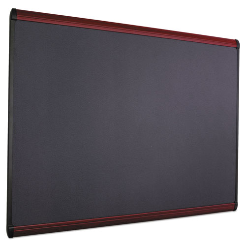 Quartet® Prestige Plus Magnetic Fabric Bulletin Board, 48 x 36, Mahogany Frame