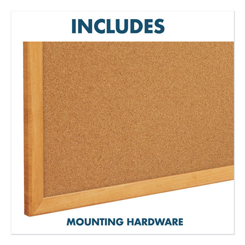 Quartet® Bulletin/Dry-Erase Board, Melamine/Cork, 48 x 36, White/Brown, Oak Finish Frame