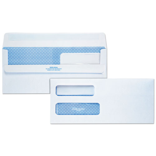 Quality Park Double Window Redi-Seal Security-Tinted Envelope, #10, Commercial Flap, Redi-Seal Closure, 4.13 x 9.5, White, 500/Box