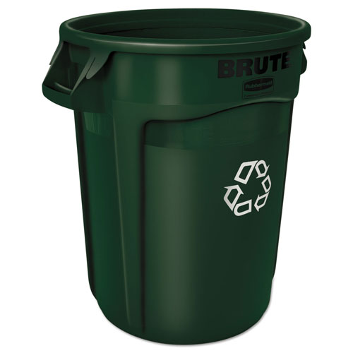 Rubbermaid Round Brute Container, Plastic, 32 gal, Dark Green