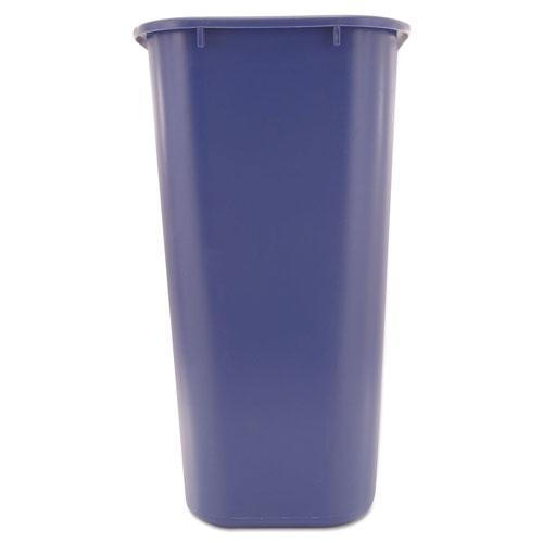 Rubbermaid Large Deskside Recycle Container w/Symbol, Rectangular, Plastic, 41.25qt, Blue