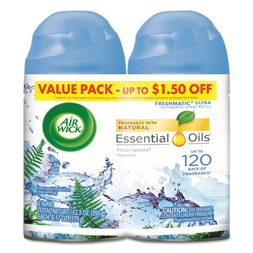 Air Wick Freshmatic Ultra Spray Refill, Fresh Waters, Aerosol, 5.89 oz, 2/Pack 3 Packs/Carton