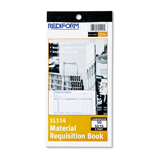 Rediform Material Requisition Book, Two-Part Carbonless, 7.88 x 4.25, 50 Forms Total