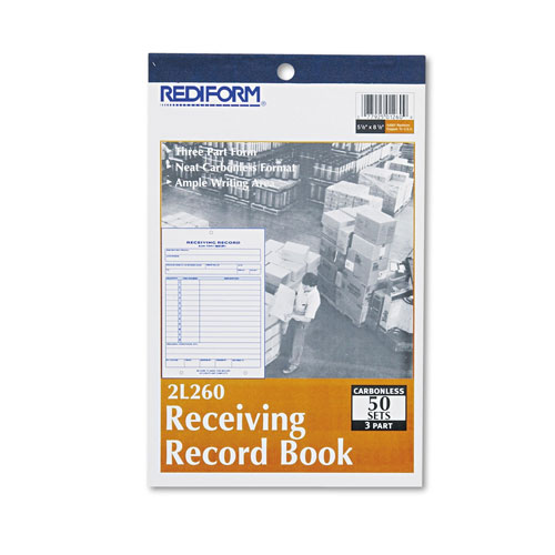 Rediform Receiving Record Book, Three-Part Carbonless, 5.56 x 7.94, 50 Forms Total
