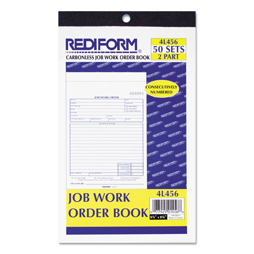 Rediform Job Work Order Book, Two-Part Carbonless, 5.5 x 8.5, 50 Forms Total