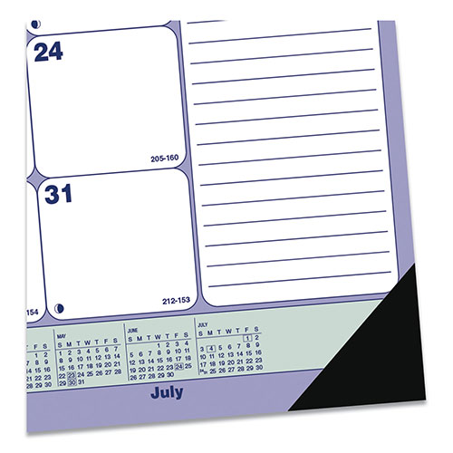 Blueline Academic Monthly Desk Pad Calendar, 21.25 x 16, White/Blue/Green, Black Binding/Corners, 13-Month (July-July): 2023 to 2024