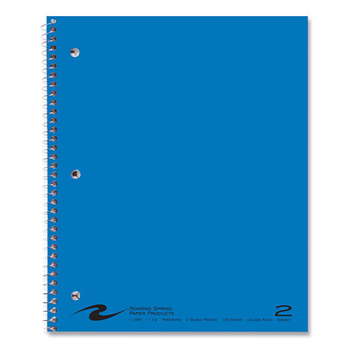 Roaring Spring Paper Subject Wirebound Notebook, 2-Subject, Medium/College Rule, Asst Cover, (100) 11 x 9 Sheets, 24/Carton