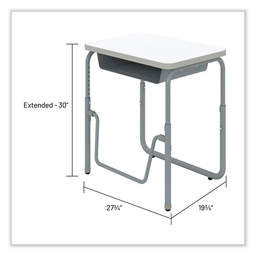 Safco AlphaBetter 2.0 Height-Adjust Student Desk with Pendulum Bar, 27.75 x 19.75 x 22 to 30, Dry Erase