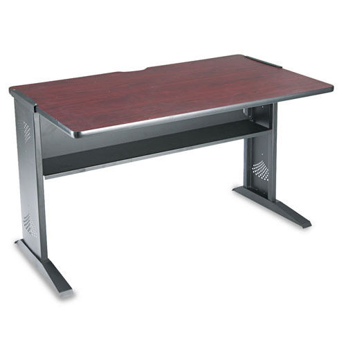 Safco Computer Desk with Reversible Top, 47.5w x 28d x 30h, Mahogany/Medium Oak/Black
