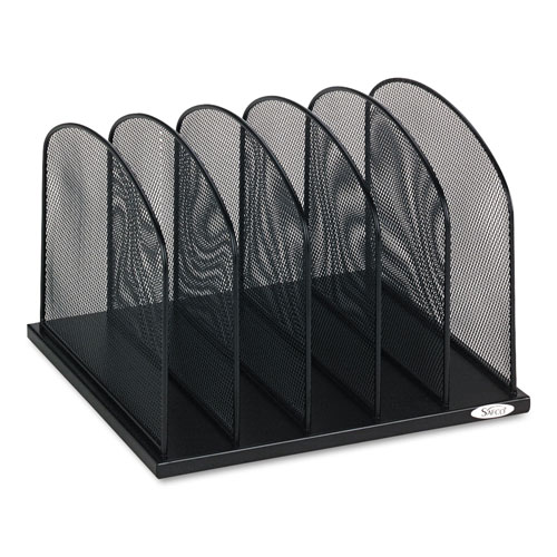 Safco Onyx Mesh Desk Organizer with Upright Sections, 5 Sections, Letter to Legal Size Files, 12.5