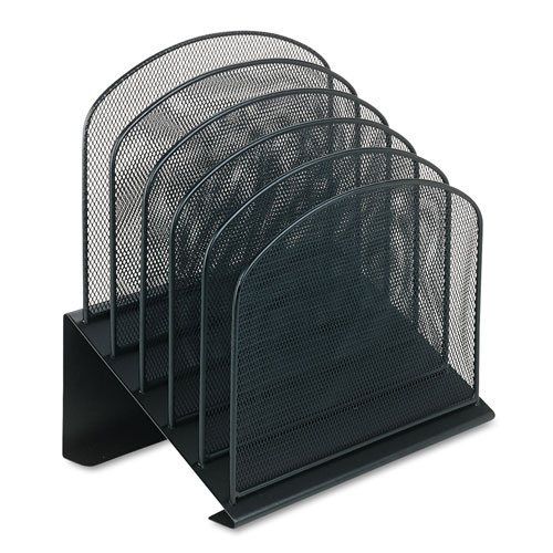 Safco Onyx Mesh Desk Organizer with Tiered Sections, 5 Sections, Letter to Legal Size Files, 11.25