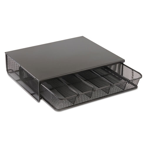 Safco One Drawer Hospitality Organizer, 5 Compartments, 12 1/2 x 11 1/4 x 3 1/4, Bk
