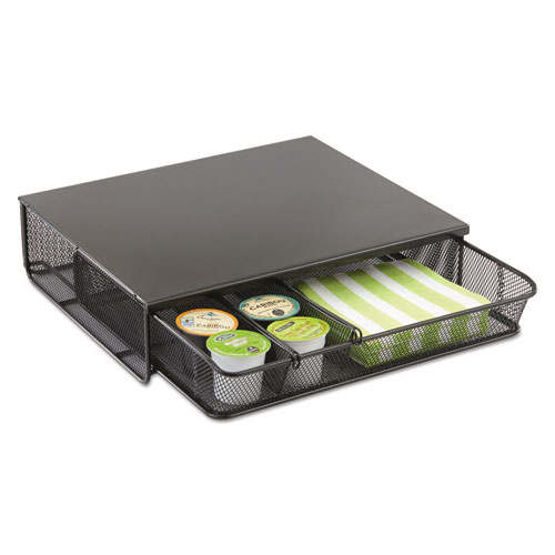 Safco One Drawer Hospitality Organizer, 5 Compartments, 12 1/2 x 11 1/4 x 3 1/4, Bk