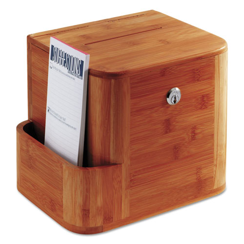 Safco Bamboo Suggestion Box, 10 x 8 x 14, Cherry