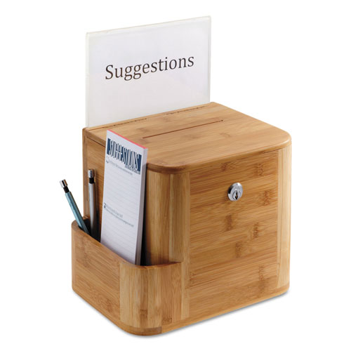 Safco Bamboo Suggestion Box, 10 x 8 x 14, Natural