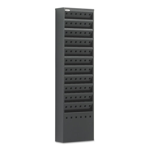 Safco Steel Magazine Rack, 11 Compartments, 10w x 4d x 36.25h, Black