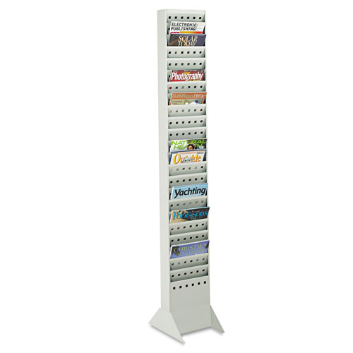 Safco Steel Magazine Rack, 23 Compartments, 10w x 4d x 65.5h, Gray