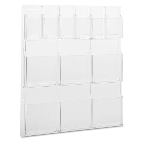 Safco Reveal Clear Literature Displays, 12 Compartments, 30w x 2d x 34.75h, Clear