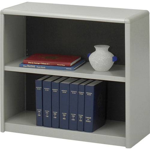 Safco Value Mate Series Steel Two Shelf Bookcase, 31 3/4w x 13 1/2d x 28h, Gray