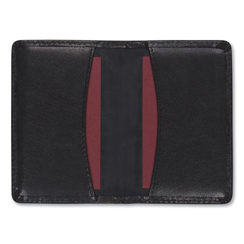 Samsill Regal Leather Business Card Wallet, 25 Card Capacity, 2 x 3 1/2 Cards, Black