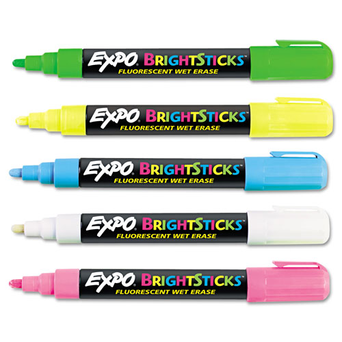 Expo® Bright Sticks, Medium Bullet Tip, Assorted Colors, 5/Set