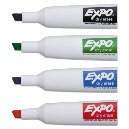 Expo® Magnetic Dry Erase Marker, Broad Chisel Tip, Assorted Colors, 4/Pack