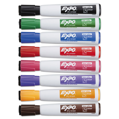 Expo® Magnetic Dry Erase Marker, Broad Chisel Tip, Assorted Colors, 8/Pack