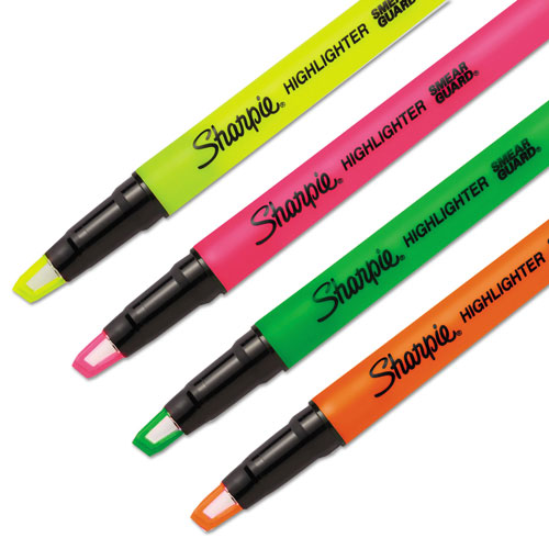 Sharpie® Clearview Pen-Style Highlighter, Chisel Tip, Assorted Colors, 4/Pack