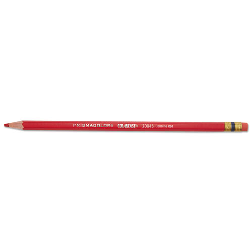Prismacolor Col-Erase Pencil with Eraser, 0.7 mm, 2B (#1), Carmine Red Lead, Carmine Red Barrel, Dozen