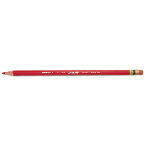 Prismacolor Col-Erase Pencil with Eraser, 0.7 mm, 2B (#1), Carmine Red Lead, Carmine Red Barrel, Dozen