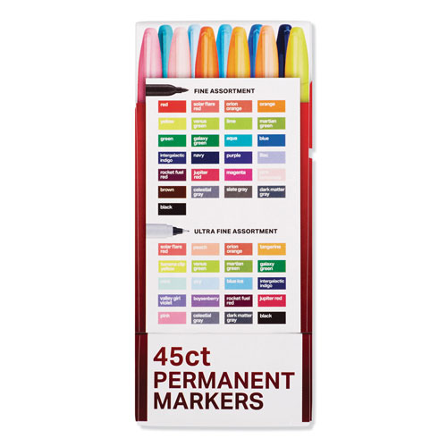 Sharpie® Permanent Markers Ultimate Collection, Assorted Tips, Assorted Colors, 45/Pack