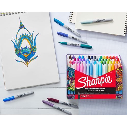 Sharpie® Ultimates Permanent Marker - Fine Marker Point - Multicolor - 65 / Box