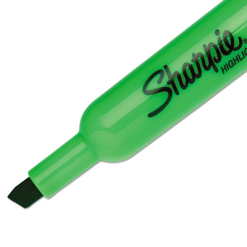 Sharpie® Tank Style Highlighters, Chisel Tip, Fluorescent Green, Dozen