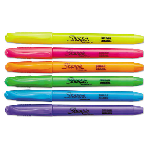 Sharpie® Pocket Style Highlighters, Chisel Tip, Assorted Colors, Dozen