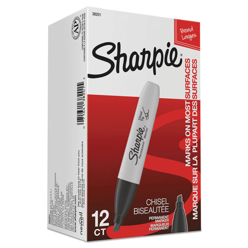 Sharpie® Chisel Tip Permanent Marker, Medium, Black, Dozen