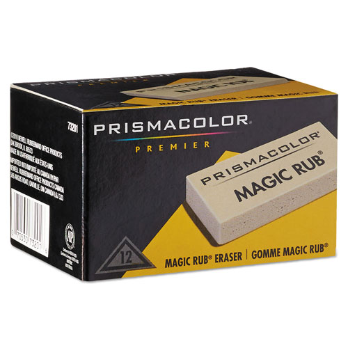 Prismacolor MAGIC RUB Eraser, Rectangular, Medium, Off White, Vinyl, Dozen
