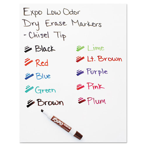 Expo® Low-Odor Dry-Erase Marker, Broad Chisel Tip, Black, Dozen