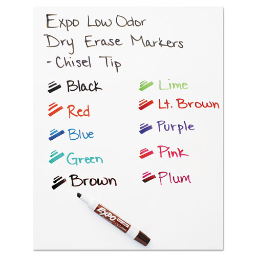 Expo® Low-Odor Dry-Erase Marker, Broad Chisel Tip, Blue, Dozen