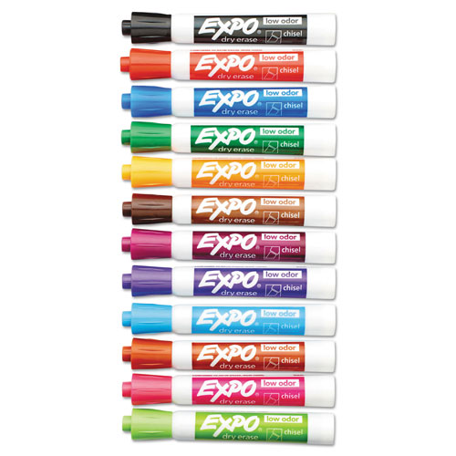 Expo® Low-Odor Dry-Erase Marker, Broad Chisel Tip, Assorted Colors, 16/Set