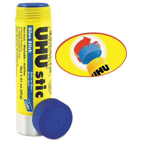 Saunders Stic Permanent Glue Stick, 1.41 oz, Applies Blue, Dries Clear