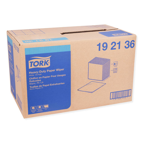 Tork Heavy-Duty Paper Wiper 1/4 Fold, 12.5 x 13, White, 56/Pack, 16 Packs/Carton