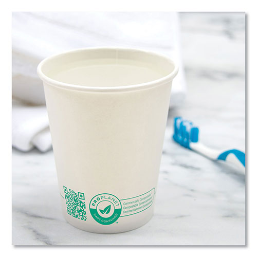 Solo Compostable Paper Hot Cups, ProPlanet Seal, 10 oz, White/Green, 1,000/Carton