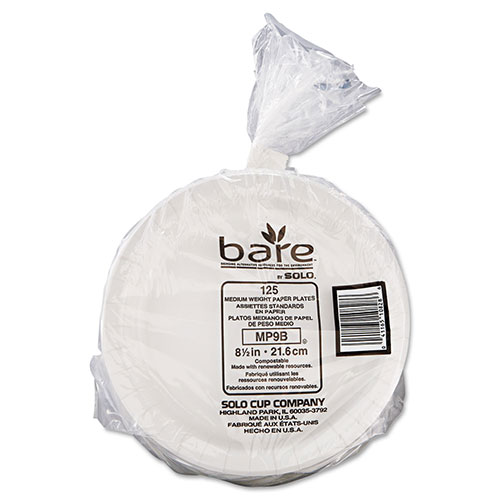 Dart Bare Eco-Forward Clay-Coated Paper Dinnerware, Plate, 8 1/2