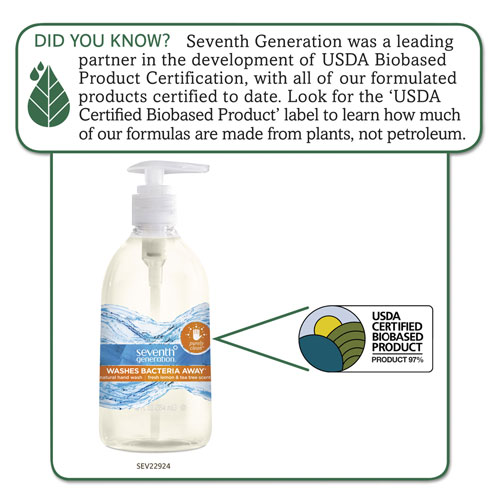 Seventh Generation Natural Hand Wash, Purely Clean, Fresh Lemon & Tea Tree, 12 oz Pump Bottle