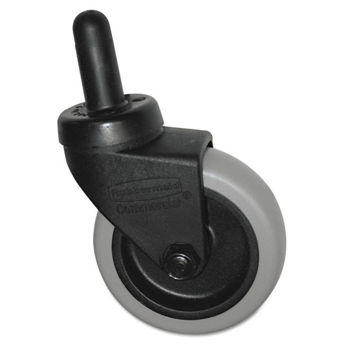 Rubbermaid Replacement Swivel Bayonet Casters, 3" Wheel, Thermoplastic Rubber, Black