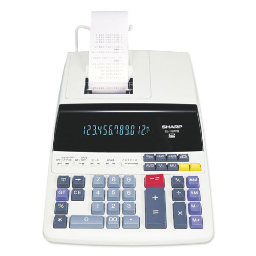 Sharp EL1197PIII Two-Color Printing Desktop Calculator, Black/Red Print, 4.5 Lines/Sec
