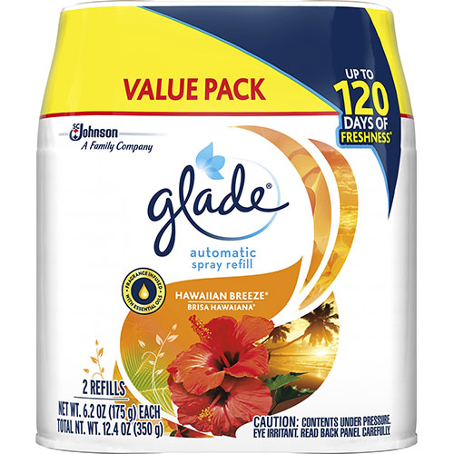 Glade Automatic Spray Refill Value Pack, Spray, 12.40 oz, Hawaiian Breeze, 2/Pack, Long Lasting
