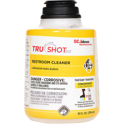 SC Johnson TruShot 2.0 Restroom Cleaner - Concentrate Spray - 10 fl oz (0.3 quart) - Clean Fresh ScentCartridge - 4 / Carton - Clear