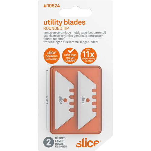 slice® Ceramic Blade, Rounded Tip, 3/100"x2-2/5"x3/4", 2/PK, White