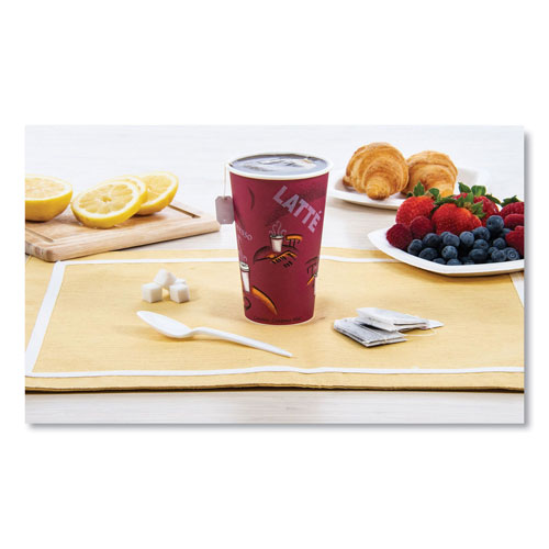 Solo Bistro Design Hot Drink Cups, Paper, 16oz, Maroon, 50/Pack